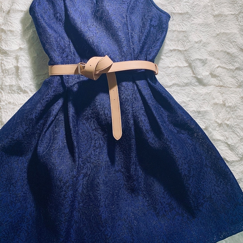 V- Neck Sleeveless Navy Blue Dress